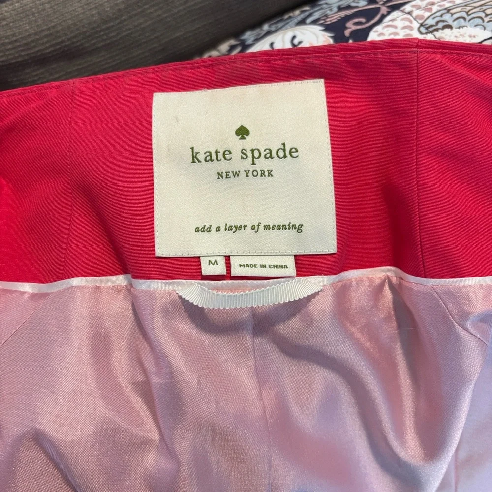 Kate Spade Dorothy Kendall lightweight Salmon Pink Spring jacket Bow coat - Picture 3 of 7